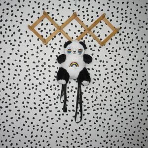 Wonder Nation Rainbow Panda Plush Fuzzy Animal Girls Backpack Bag